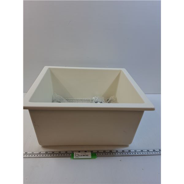 * White Granite Square Drop Sink - 15.5" x 17.5" x 9" - Appears New - PICK UP ONLY