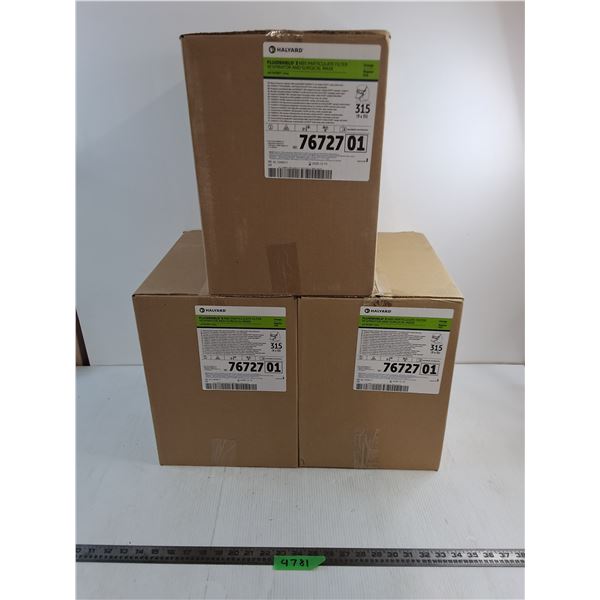 (3) Cases of New 315-Piece Halyard Fluidshield 3N95 Filter/Respirator/Surgical Masks - PU Preferred