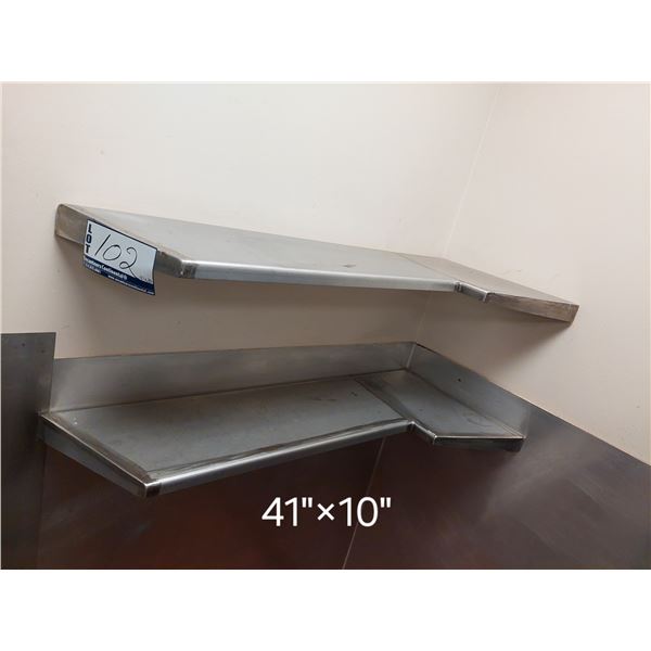LOT DE 2 TABLETTES EN INOX 42"X10"