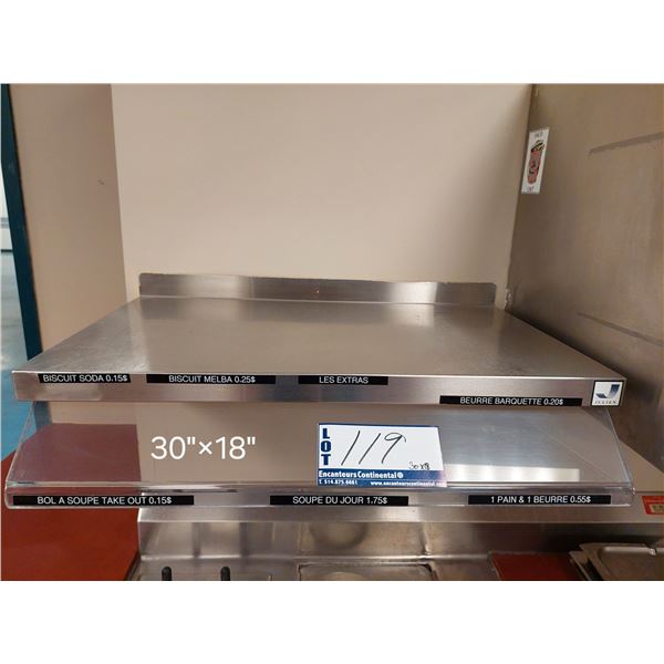 TABLETTE EN INOX 30"X18"