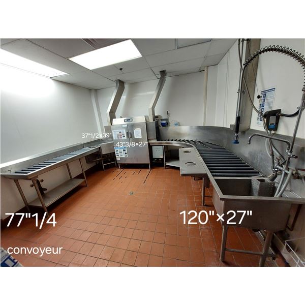 LAVE-VAISSELLE HOBART MODÈLE CL44E AVEC CONVOYEUR ET ÉVIER, VOIR PHOTO POUR DIMENSION