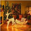 Image 2 : 6 Feet Christmas Lighted Reindeer and Santa's Sleigh Decoration with 4 Stakes
