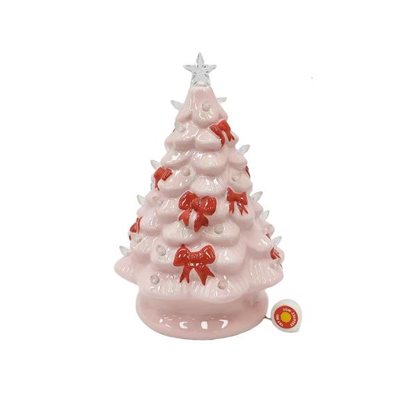 Pink Tree with Bows LED Ceramic Tabletop Décor by Ashland