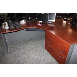 Mahogany Corner Desk With 2 Drawer Lateral File