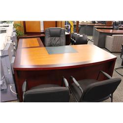 Cherry Inlayed L-Shaped Executive Desk With
