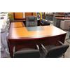 Image 1 : Cherry Inlayed L-Shaped Executive Desk With