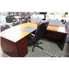 Image 2 : Cherry Inlayed L-Shaped Executive Desk With