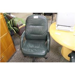 Forest Green Leather Highback Chair