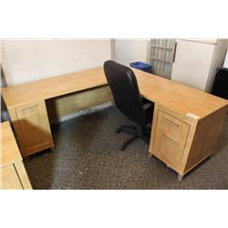 Pine Double Pedestal Desk With Matching 2