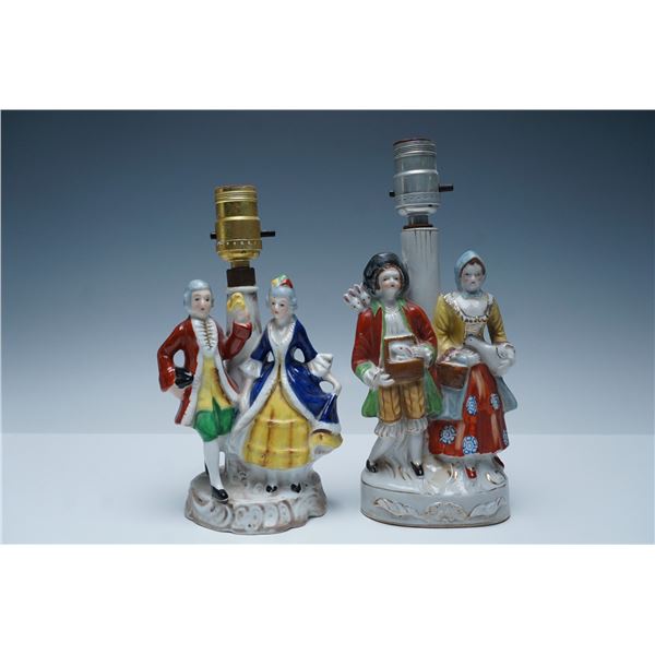 2pc Occupied Japan Porcelain Figural Table Lamps