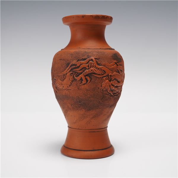 Terracotta Vase with Dragon Relief Decoration
