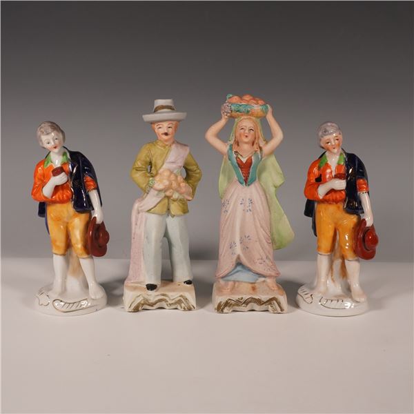 4pc Occupied Japan Hand-Painted Porcelain Figurine Set