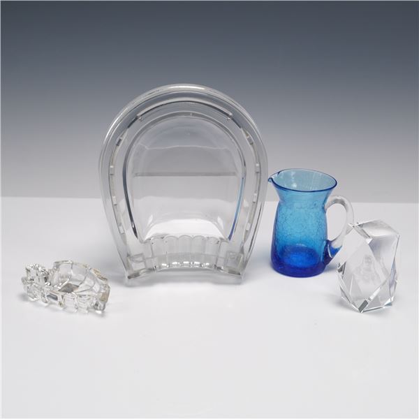 4pc Assorted Crystal and Glass Decorative Items