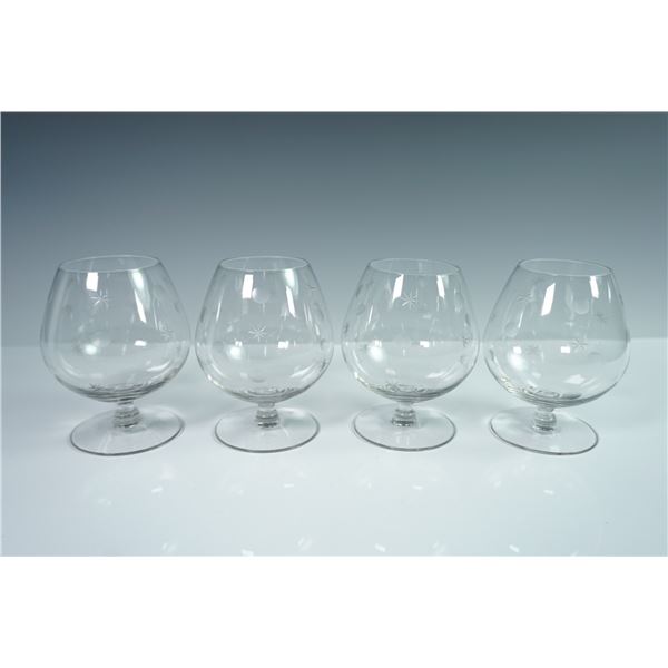 4pc Star and Dot Etched Brandy Glasses