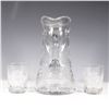 Image 1 : 3pc Vintage Glass Floral Etched Jug and Cups