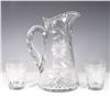 Image 2 : 3pc Vintage Glass Floral Etched Jug and Cups