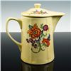 Image 1 : Vintage Yellow Glazed Ceramic Coffee Pot with Polychrome Floral Motif