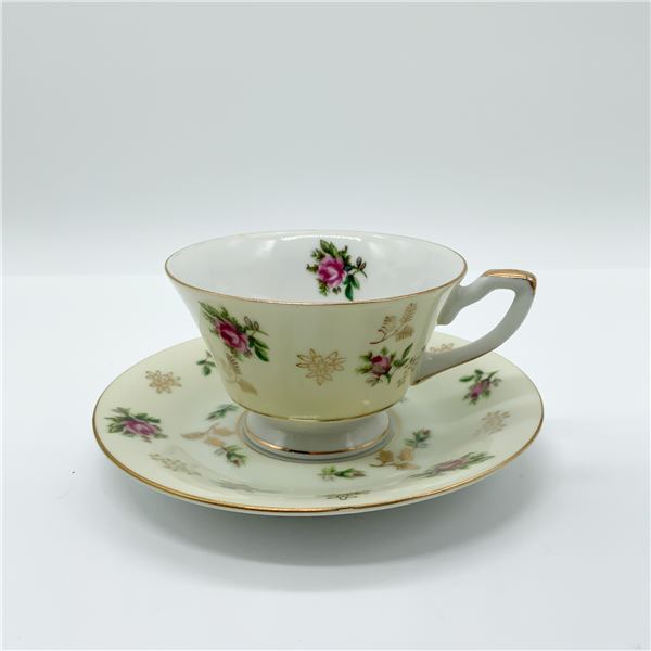 Porcelain Cup and Saucer, Floral Gilt Design