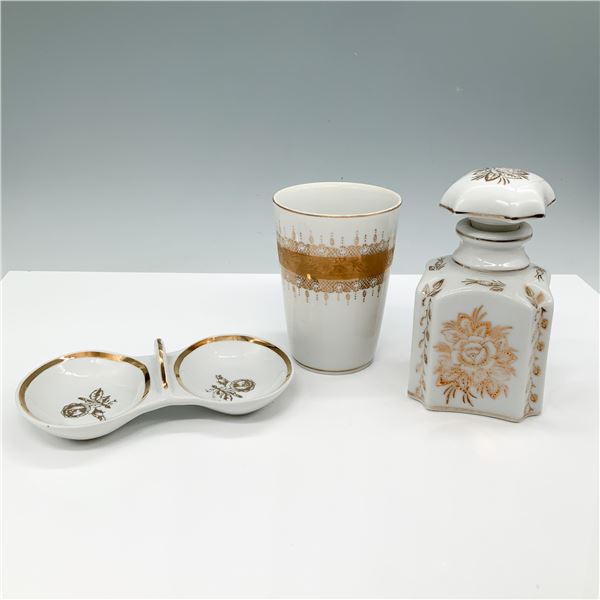 Decorative Floral Gilt Porcelain Vanity Set