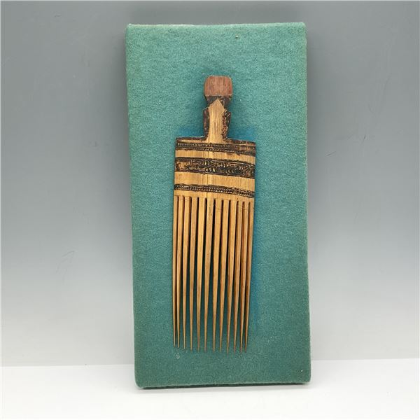 Hand Carved Wooden Comb on Wall Plaque