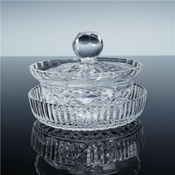 3pc Cut Crystal Condiment Jar with Lid and Dish