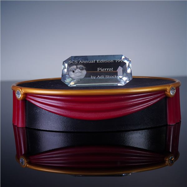 2pc Swarovski Crystal Masquerade Plaque and Stand, Pierrot 1999