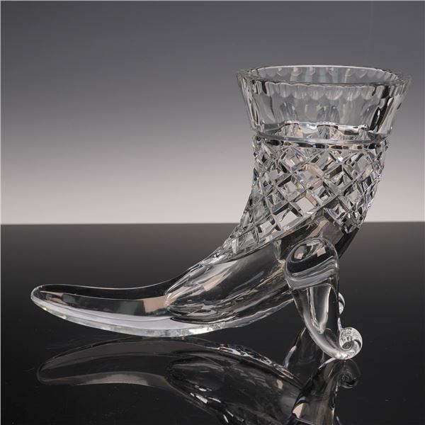Clear Cut Crystal Cornucopia Vase