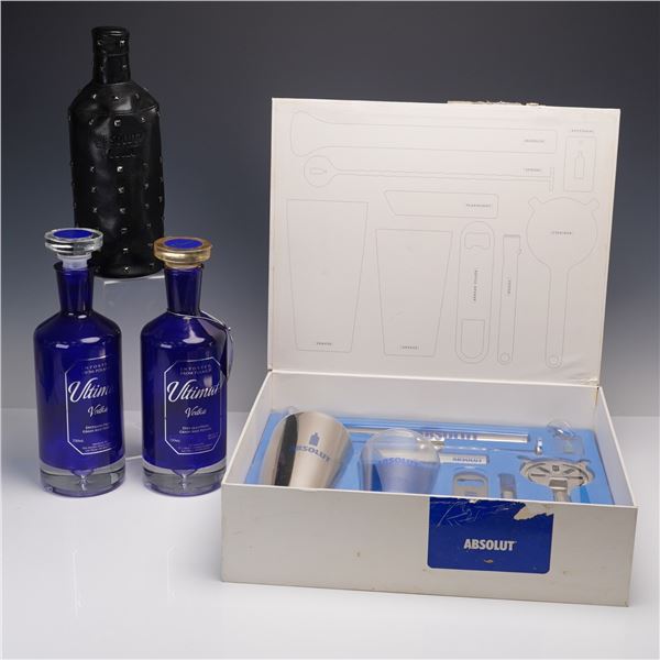 4pc Ultimat & Absolut Vodka Collectors' Set with Bar Tools & Limited Bottle