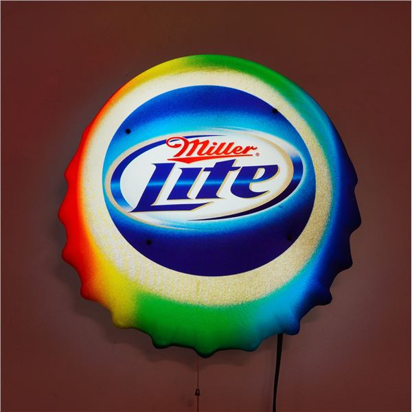 Miller Lite Rainbow Neon Bottle Cap Sign