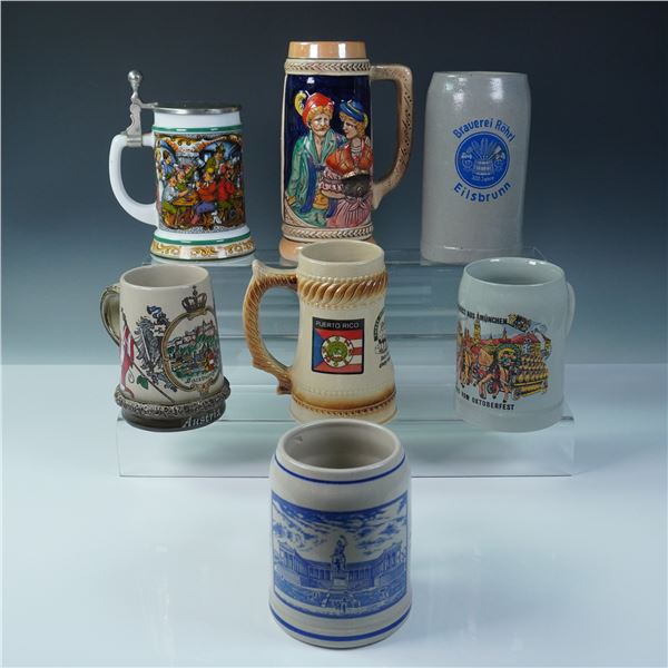 7pc Ceramic and Stoneware Beer Stein Collection