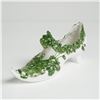 Image 1 : Porcelain Decorative Shoe Figurine with Green Floral Relief