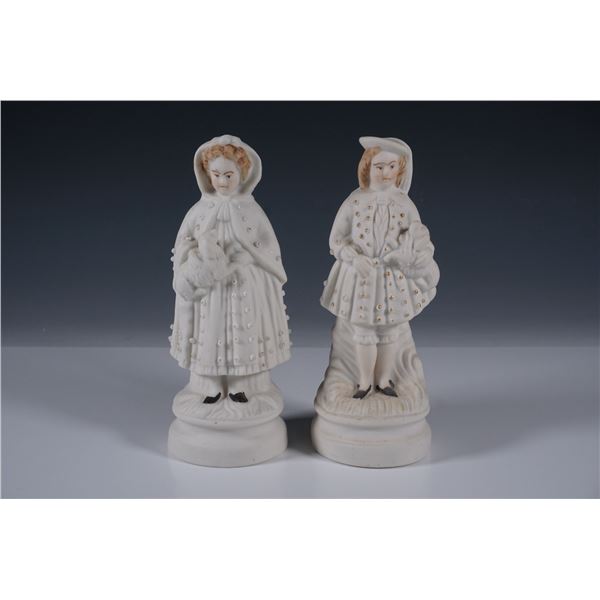 Pair of Bisque Porcelain Boy and Girl Figurines