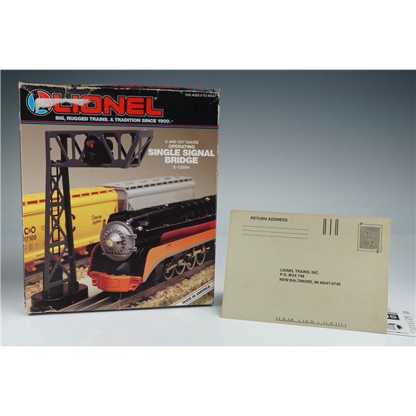 Lionel O/O27 Gauge Operating Single Signal Bridge, 6-12894
