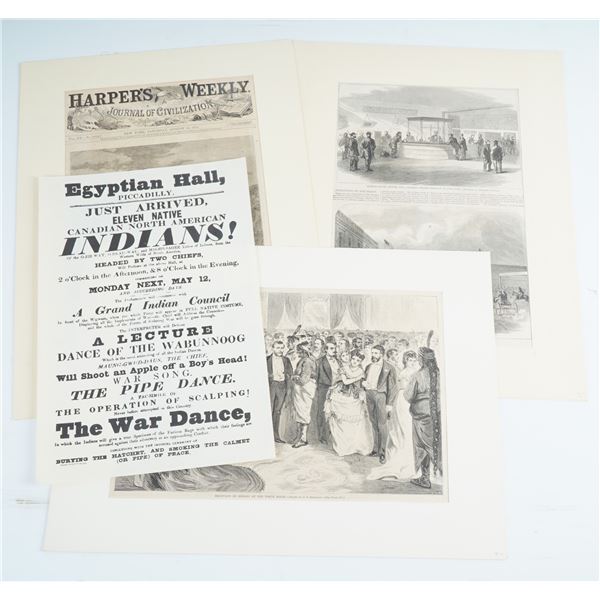 4pc Harper's Weekly Historic Illustrated Prints and Reproduction Flyer