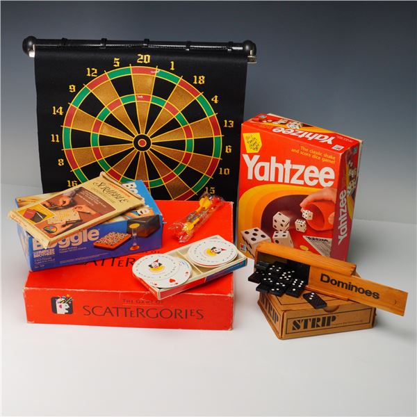 8pc Vintage Board & Parlor Games, Including Yahtzee and Scrabble
