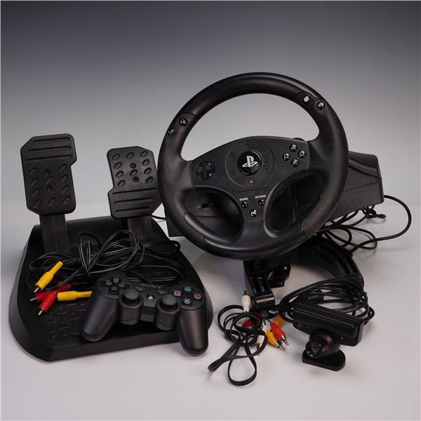 4pc PlayStation Gaming Accessories, Incl. Thrustmaster Wheel & PS Eye