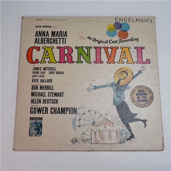 MGM Records Carnival Original Broadway Cast Recording Vinyl Record