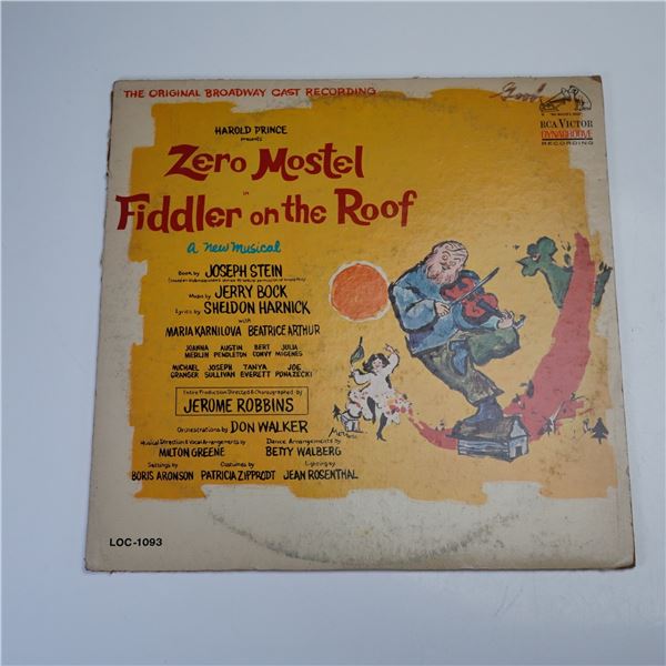 RCA Victor Records Fiddler on the Roof Broadway Cast Recording Vinyl Record