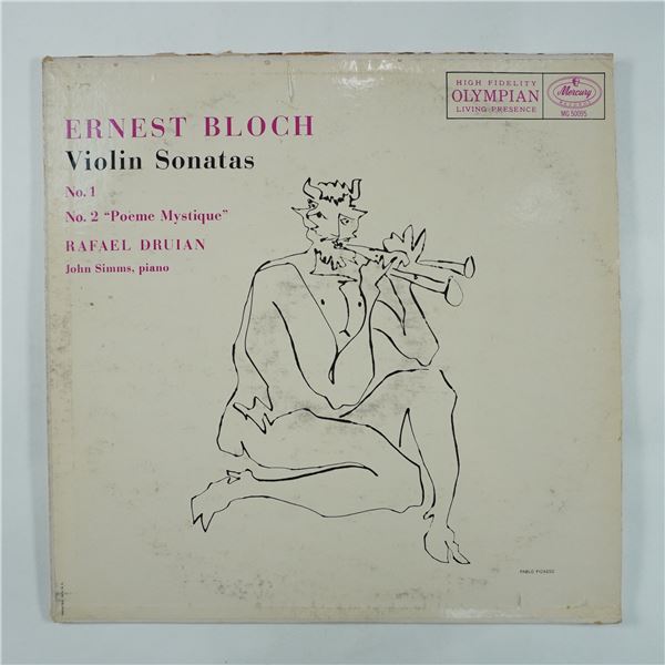 Ernest Bloch Violin Sonatas Vinyl Record, Rafael Druian & John Simms