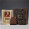 Image 1 : 3pc Vintage Holy Bible, Pope John Paul II Edition Bible, and Wall Decor