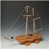 Image 1 : Wood Model Sailing Ship, Two-Mast Display with Base