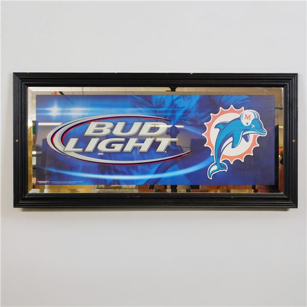 Original Bud Light Miami Dolphins Mirror Sign