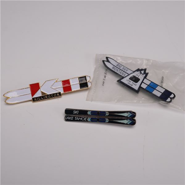 3pc Ski Resort Enamel Pins, Killington, Big Sky, Lake Tahoe