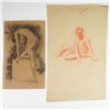 Image 1 : 2pc Nude Figure Sketches on Laid and Toned Paper