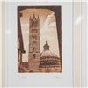 Image 4 : 3pc Framed Signed Etchings of Italian Architecture