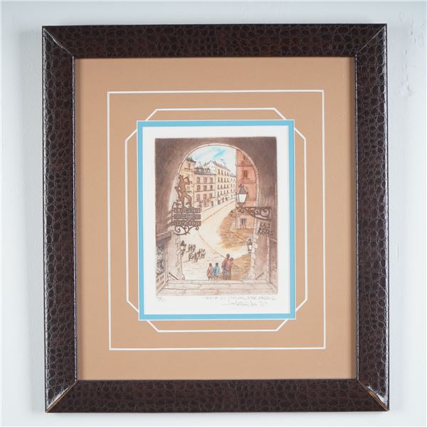 Arco de Cuchilleros Madrid Color Etching Signed by Sabatacha