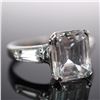 Image 1 : Silver Tone Ring with Emerald Cut Zirconia and Baguette Accents