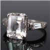 Image 3 : Silver Tone Ring with Emerald Cut Zirconia and Baguette Accents