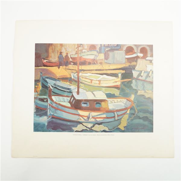 Charles Pardell Lithograph, Harbour, Numbered