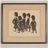 Image 1 : Sadie Rosenblum, Hand-Colored Lithograph on Paper, Five Strollers, Signed